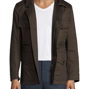 NEW TOM FORD LEATHER COTTON ARMY FIELD JACKET MEDIUM IT 48 US MEN 38